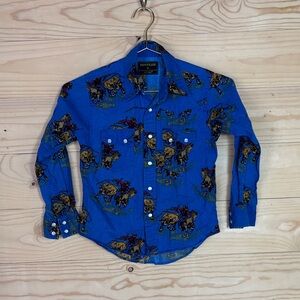 Vintage Hustler Blue Western Print Shirt